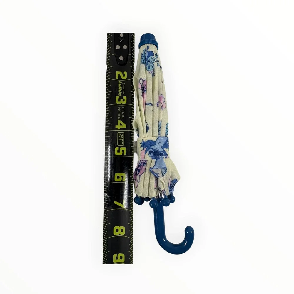 Disney Stitch Umbrella Kids Doll Cream Blue Excellent Tropical Angel Rain Gear